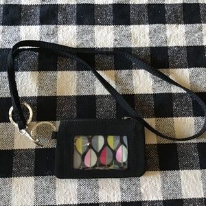 New Vera Bradley Zip ID Case and Lanyard black